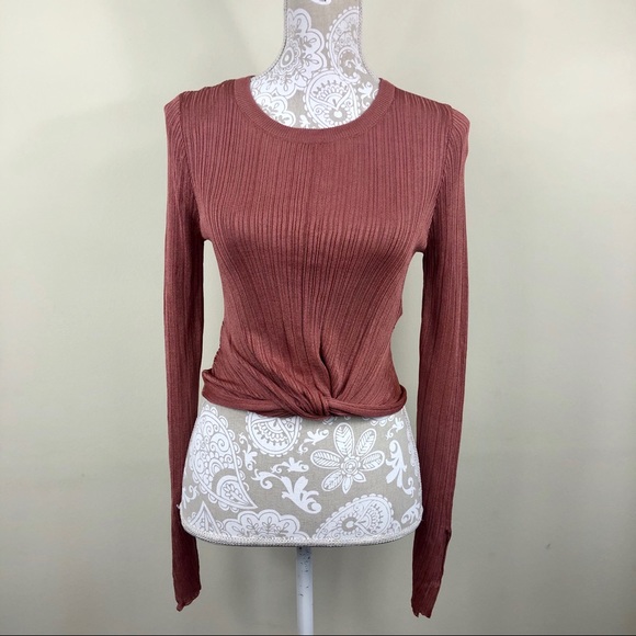 Topshop Tops - Topshop twist hem long sleeve blouse